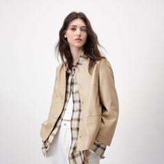 圆领洋气时尚绵羊皮短外套女新款气质通勤真皮皮衣工厂现货批发
