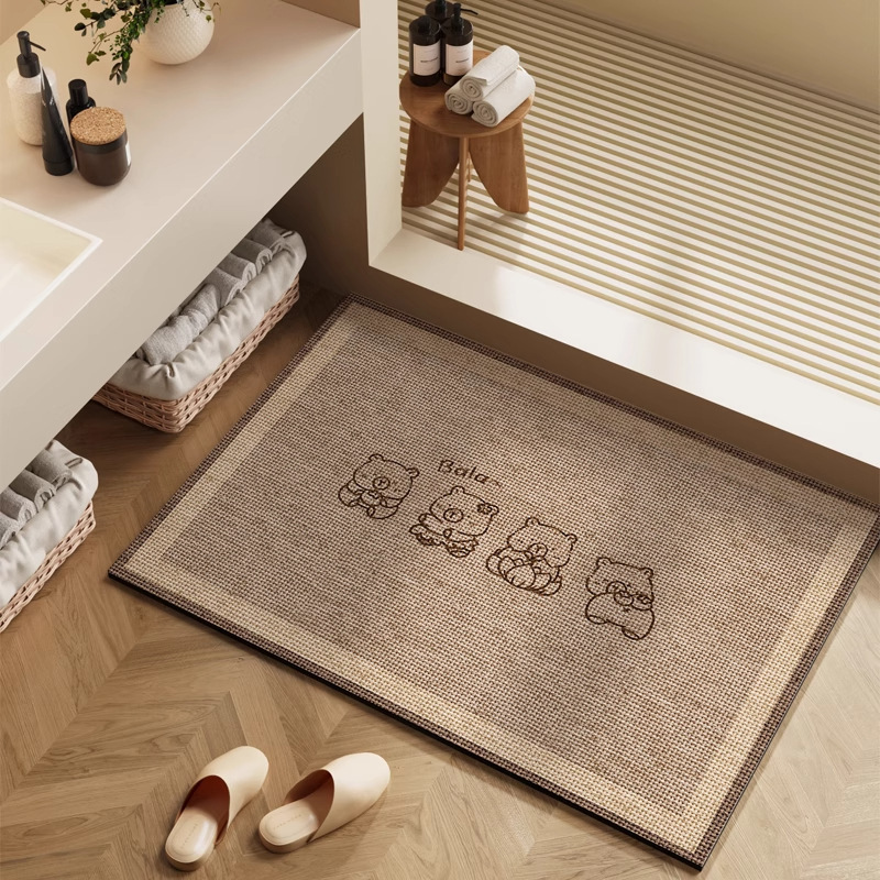 Cartoon Wood Grain Diatom Mud Floor Mat Water-Absorbent Non-Slip Bathroom Toilet Door Mat Entrance Door Mat Dropshipping
