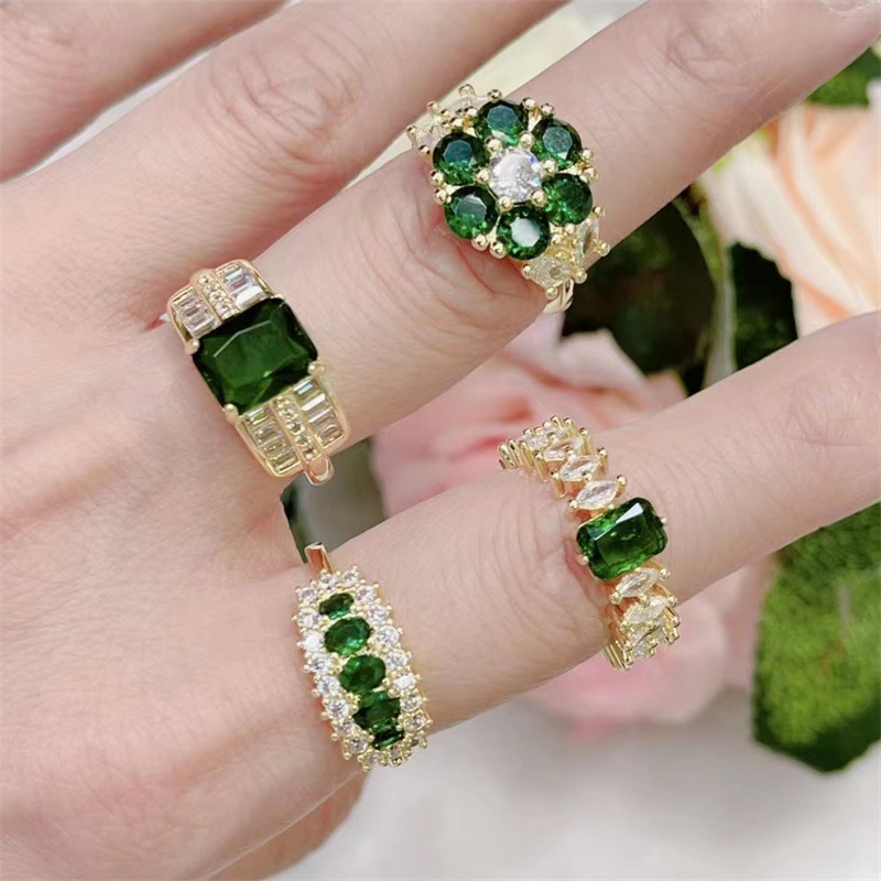 Fashion Crown Copper Rings Zircon Copper Rings