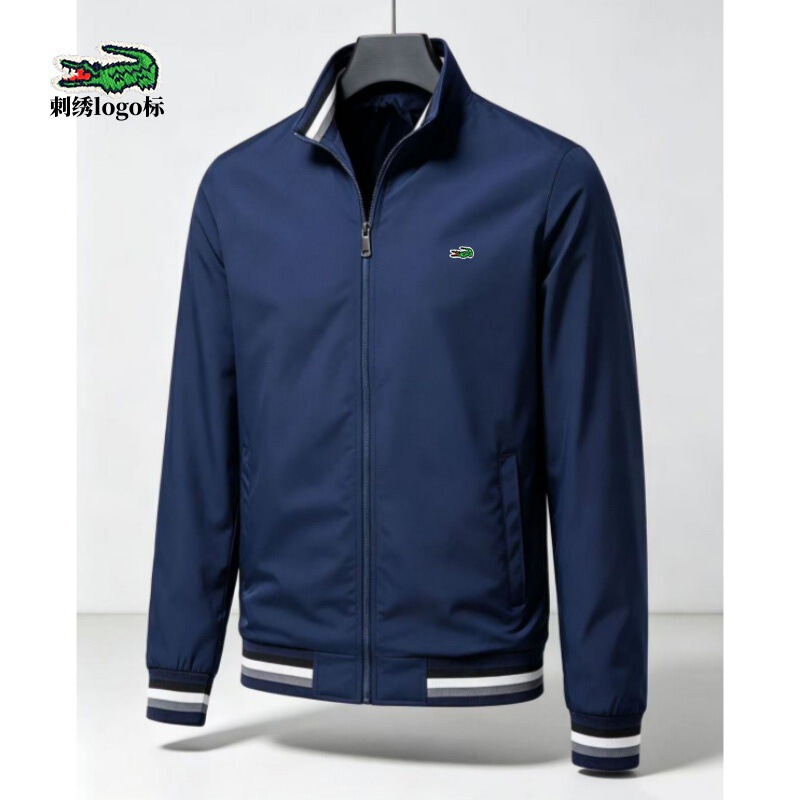 New cross-border export casual jacket with embroidered crocodile design, stand-up collar, suitable for spring and autumn, trendy open-front style with zipper New cross-border export casual jacket with embroidered crocodile design, stand-up collar, suitable for spring and autumn, trendy open-front style with zipper