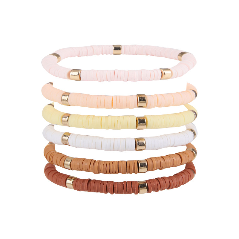 Simple Style Color Block Soft Clay Knitting Women's Bracelets 6 Pieces display picture 5