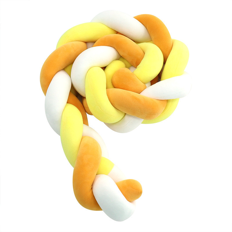 Protector de Barandilla de Cama con Trenza de Tres Hebras, Decoración de Barandilla de Cama para Bebés y Niños, Almohada Anudada de Estilo Europeo Tejida a Mano Estilo Ins.