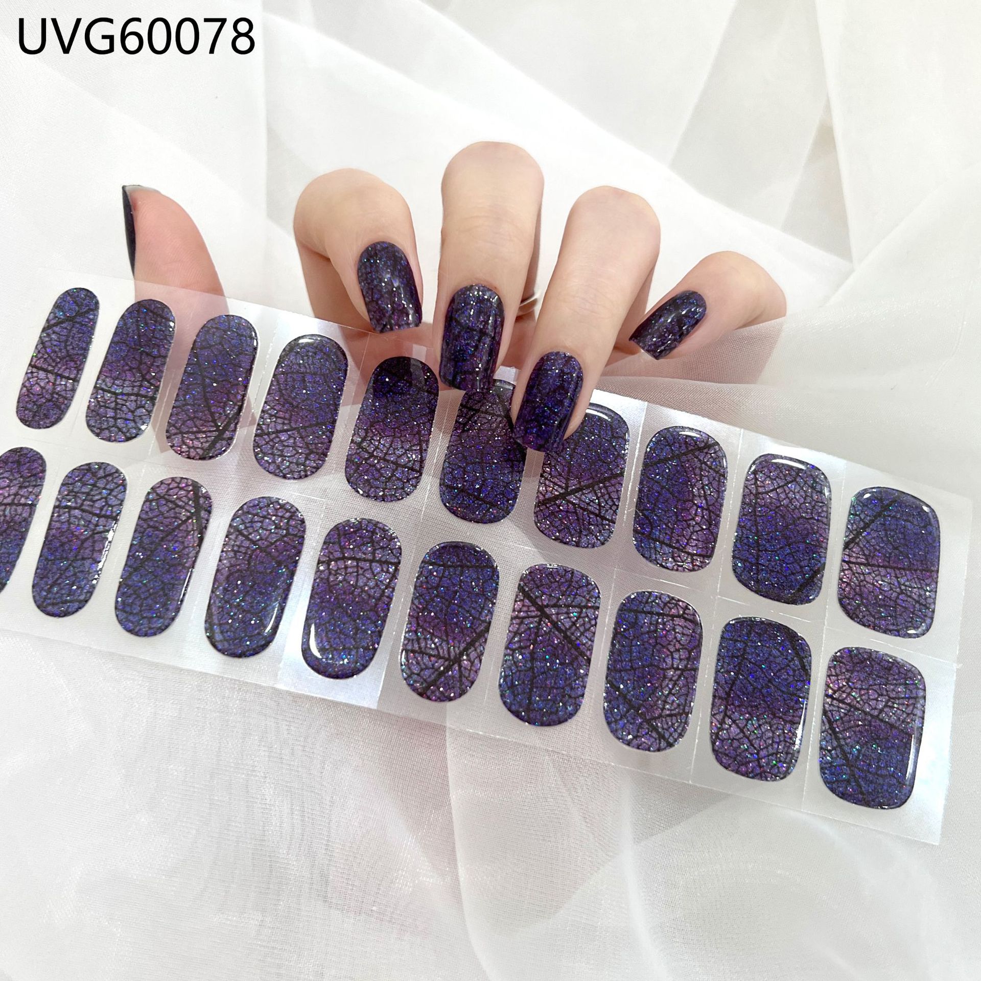 Pegatinas de uñas de gel UV transparentes efecto hielo, semicuradas, con lámina dorada, fototerapia, efecto película de aceite