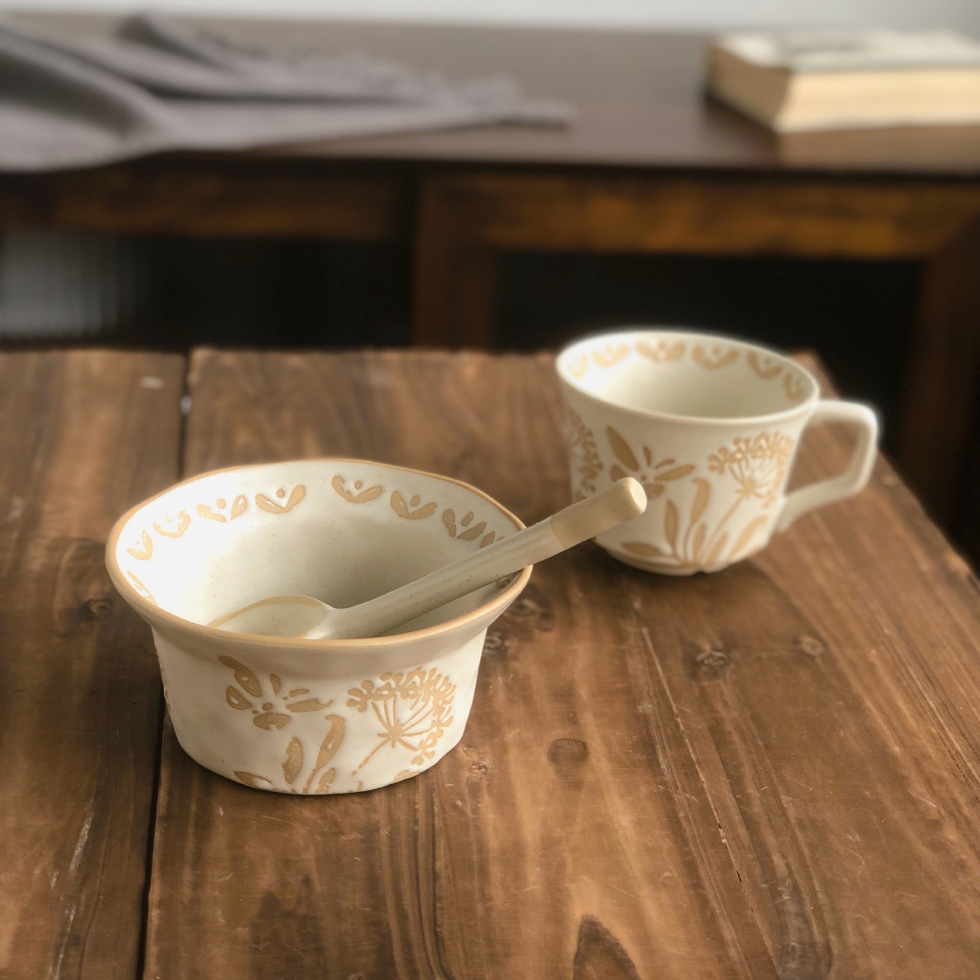 Japanese-style Coffee Cup, Clay Art Hand-painted Mug, High-end Vintage Frosted Rustic Ceramic Bo, Breakfast Oatmeal_voghion.com