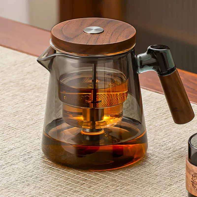 按压式一键过滤茶壶家用一人饮茶水分离飘逸杯高硼硅玻璃泡茶壶