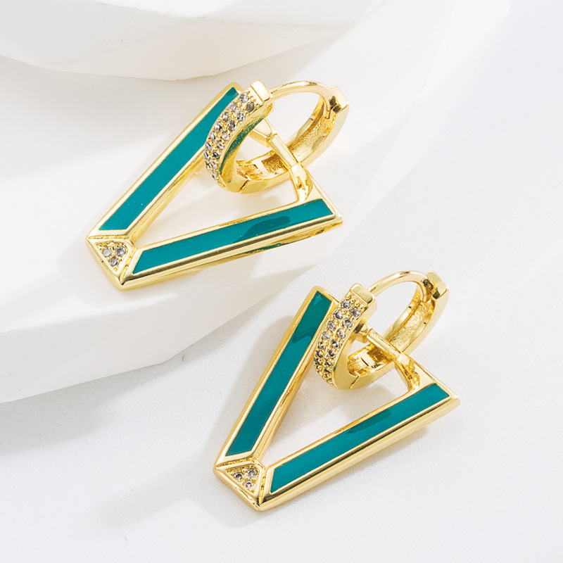 Fashion Geometric Copper Stoving Varnish Zircon Drop Earrings 1 Pair