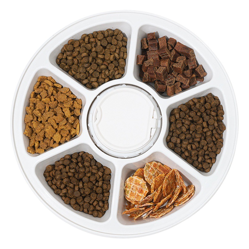 Pet Bowl suministros para mascotas de seis agujeros sincronización inteligente alimentador temporización cuantitativa vajilla para mascotas Alimentador automático