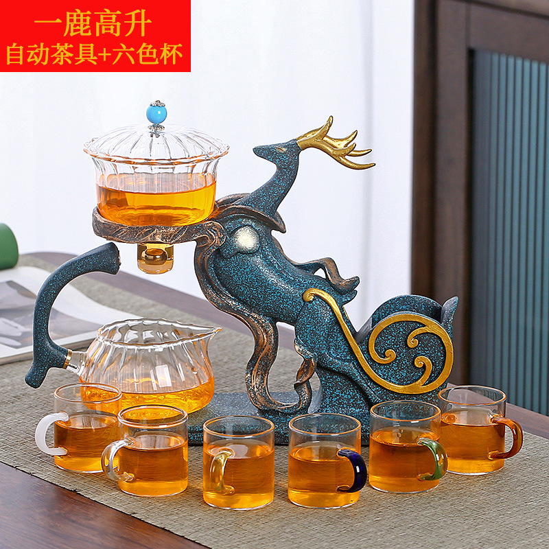 Creative Semi-Automatic Tea Set Glass Lazy Man Gongfu Tea Maker Home Office Lantern Teapot Tea Cups