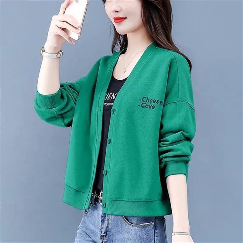 Sweatshirt for Women 2023 Autum New ins Trend Korean Style Loose Spring & Fall Thin Fashion Short Top Cardigan Jacket