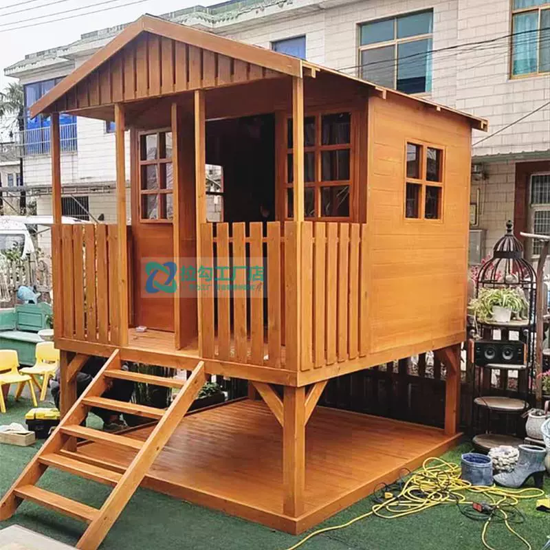 Двор Шале на открытом воздухе досуг Собранный дом на дереве антикоррозионный деревянный сад мобильный беседка детский сад игры деревянный дом