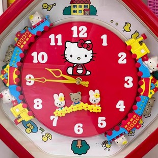 HelloKitty small train toy wall clock quality clock creative toy kt cat wall clock cute living room plastic