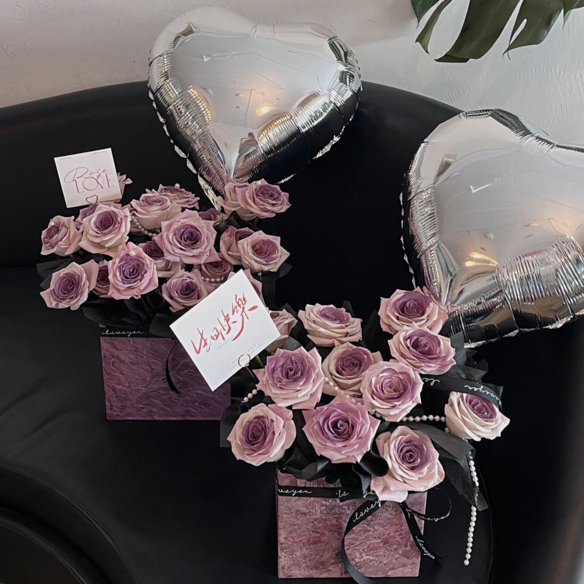 花束包装盒大理石梅紫酱礼盒鲜花插花盒方形圆形抱抱桶情人节花盒