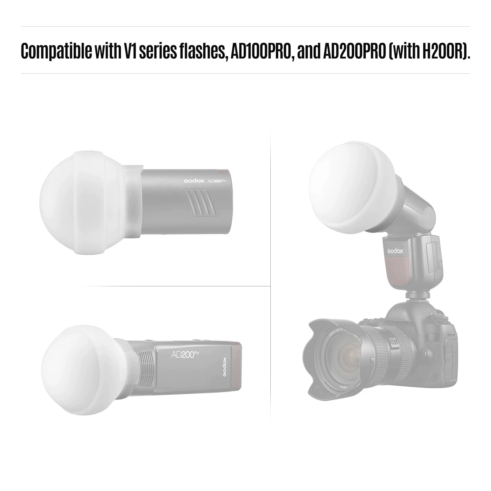 Godox AK-R22 силиконовый мягкий световой шар, подходит для Godox V1 AD100PRO H200R, насадка для мягкого света