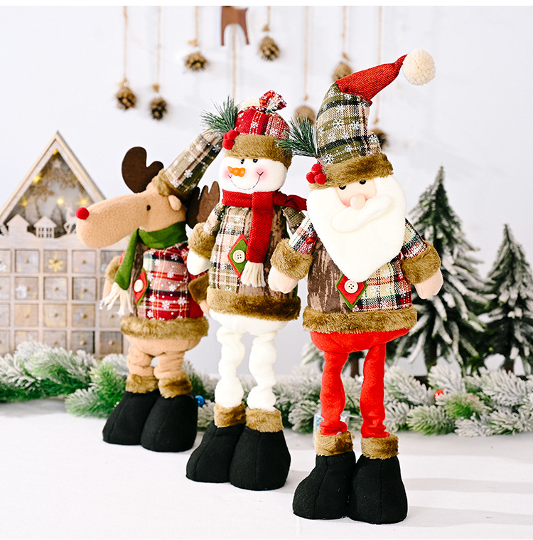 Neue Weihnachten Retro Schneeflocke Kariertes Tuch Einziehbare Puppe Weihnachtsdekoration display picture 9