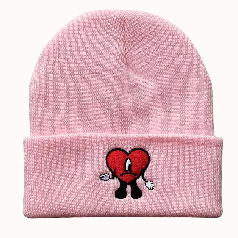 Pop automne et hiver chanteur mauvais lapin brodé chapeau tricoté pull chaud laine chapeau froid pour hommes et femmes_voghion.com