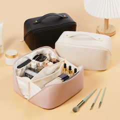 High-quality and Portable PU Leather Large Capacity Multifunctional Makeup Bag for Cosmetics and Toiletries with a Factory