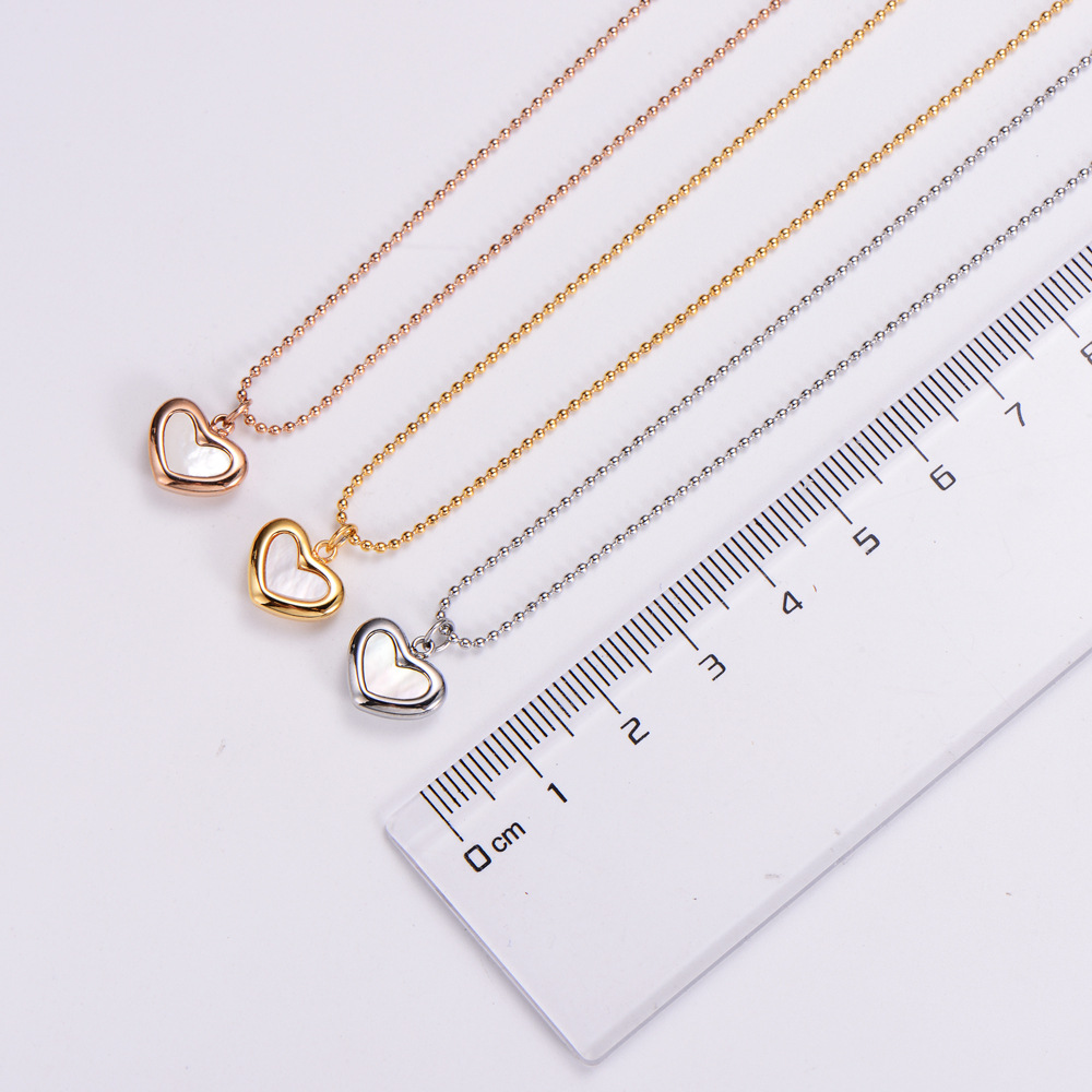 Womenu0027S Heart Stainless Steel Shell Pendant Necklace Plating Inlay Stainless Steel Necklaces