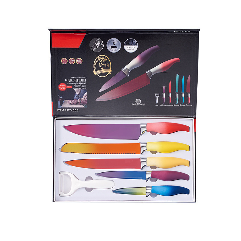 Cuchillo de cocina cuchillo con cuchillo de pan cuchillo de frutas cuchillo de color de seis piezas