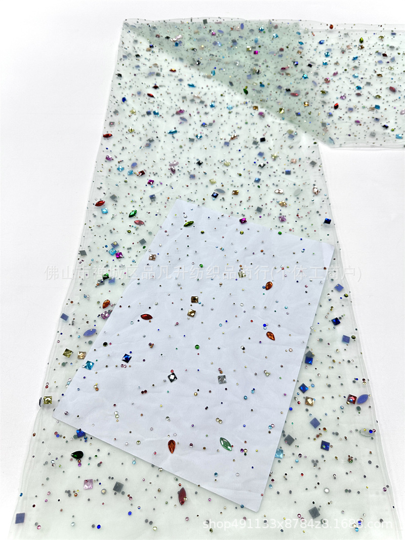 Color mezcla de tela de malla de diamante pesado de forma especial diámetro dispersión escenario vestido vestido tela al por mayor spot image 11