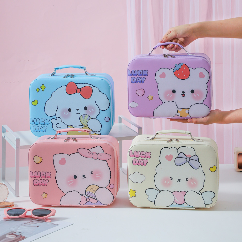 Nueva caja de maquillaje de dibujos animados de alto valor, bolsa de maquillaje portátil de viaje, bolsa de maquillaje portátil de regalo, bolsa de almacenamiento de regalo encantadora