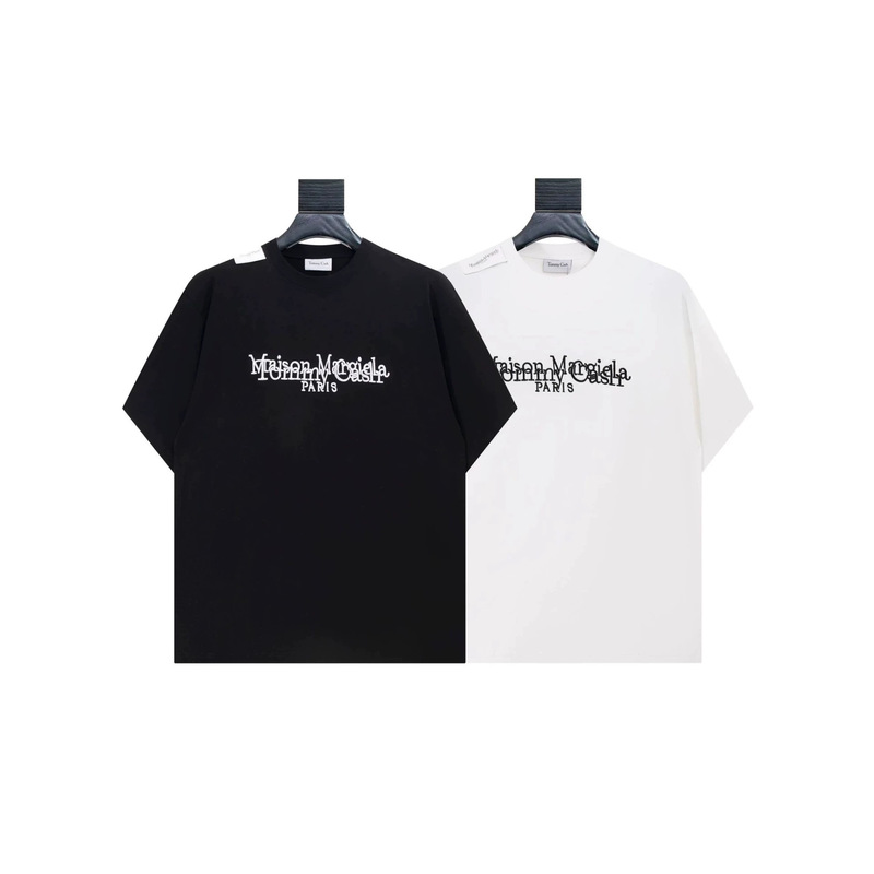 Foreign Trade Maison Margiela Mm6 Series Overlapping English Embroidery Round Neck Casual Short-Sleeved T-Shirt