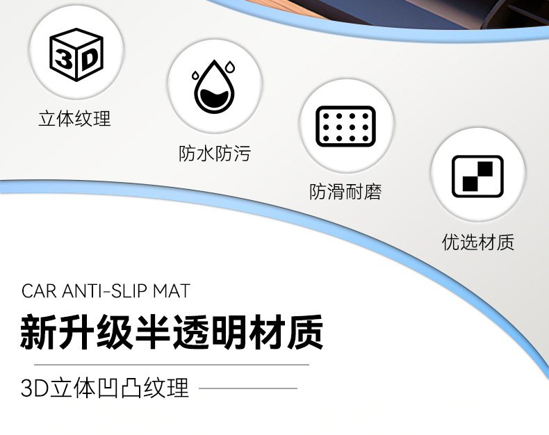 In-Stock Transparent Anti-Slip Mat for Car Dashboard, Phone Holder Mat, High-Temperature Resistant, Shiny Gold Texture, 3D Anti-Slip Mat