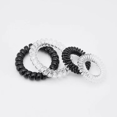 大號簡約透明白色電話線發圈黑色加粗頭繩基礎款發繩扎馬尾髮飾女