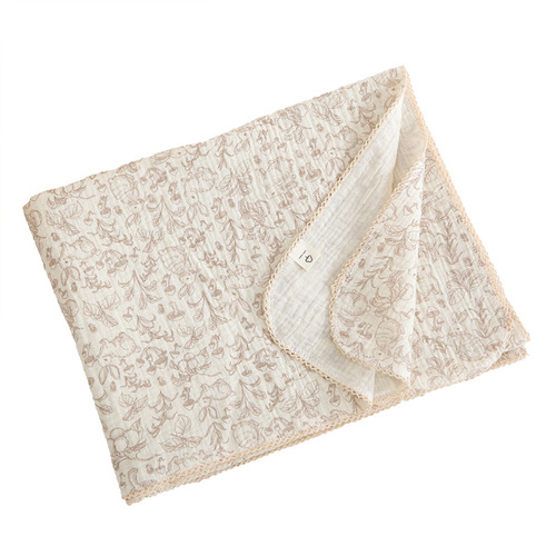 ins Nordic style retro Korean style A type pure cotton small floral two-layer gauze baby nap blanket newborn swaddling blanket