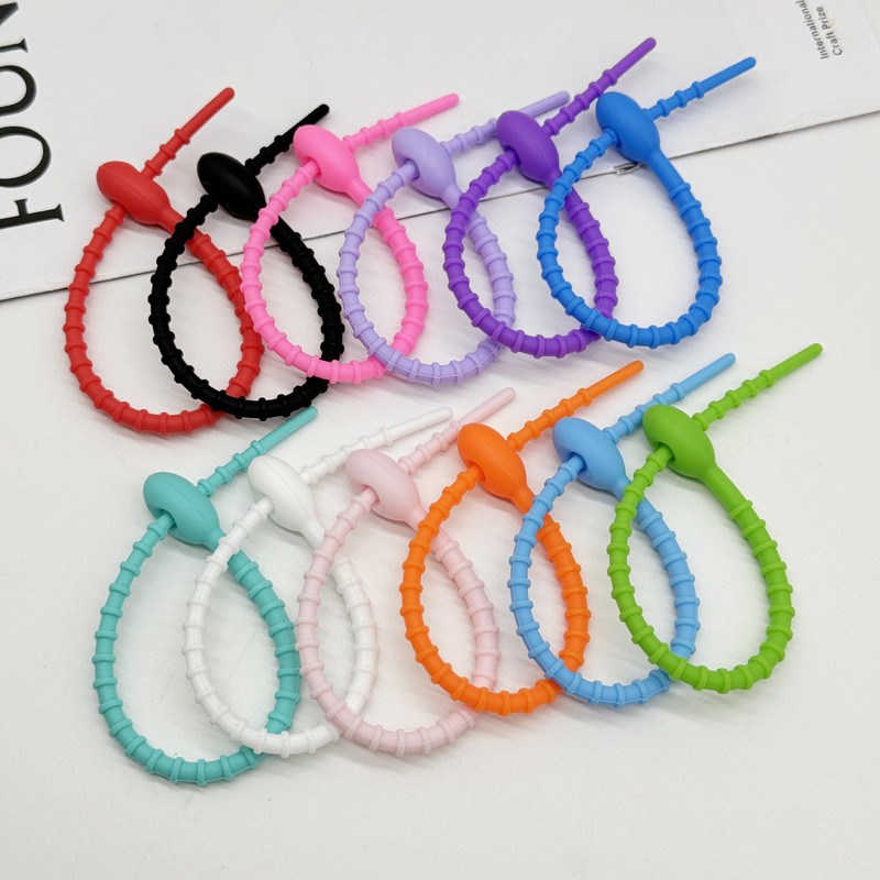 Color 21cm silicone cable tie data cable storage rope self-locking twine tadpole tie diy keychain accessories Color 21cm silicone cable tie data cable storage rope self-locking twine tadpole tie diy keychain accessories