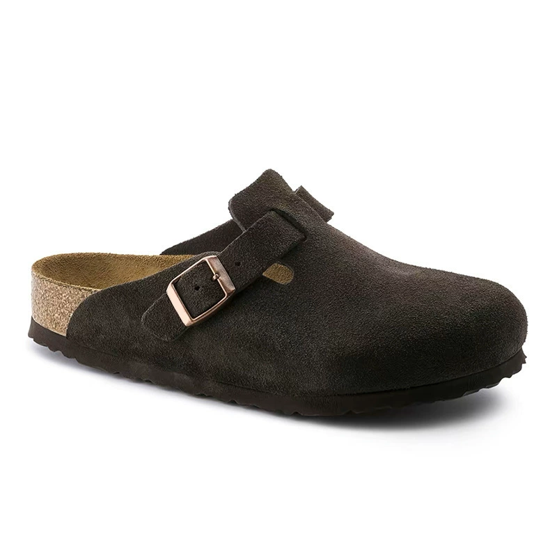 Клогы (Birkenstock) унисекс, натуральная кожа, толстая пробковая подошва, слип-он