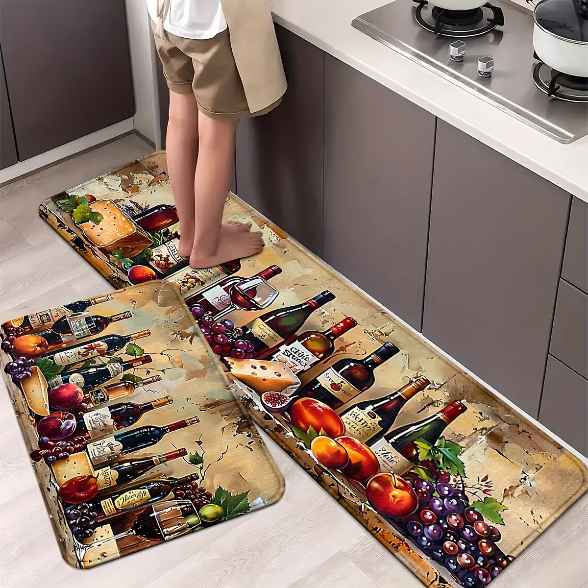 Transfronterizo temu agente de cocina esterilla de barro de algas esterilla de suelo absorción de agua esterilla de puerta de secado rápido dos conjuntos de esterilla antideslizante fácil de cuidar image 14