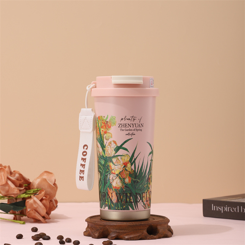Taza de café multicolor de venta caliente Taza de aislamiento térmico de acero inoxidable portátil para salir taza de agua de paja nueva taza de bebida directa de alto valor nominal