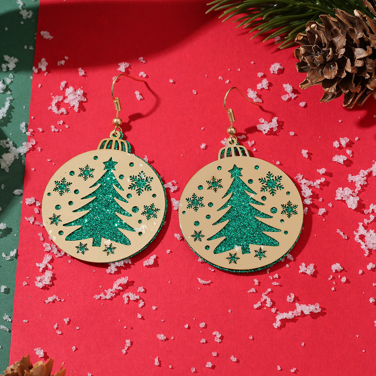 17g Weight Christmas Festival Women's Gender Cute Style Cute Copper Earrings 无