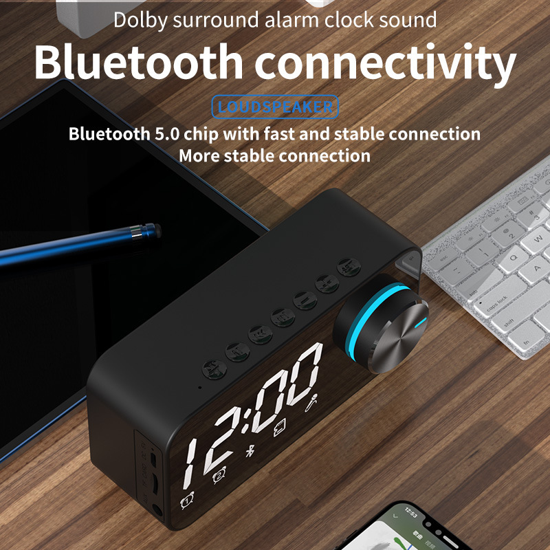 クロスボーダーbluetoothスピーカー重サブウーファ携帯小音響ミニ時計屋外家庭用ダブル目覚まし時計大音量|undefined