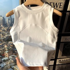 純綿の小さい立襟のベストの女性の外は夏の新型の中で短いタイプを着て底のサスペンダーの袖なしの上着のギャルのinsを掛けます。