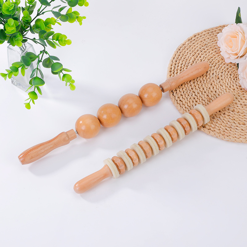Wooden massager for yoga with gears