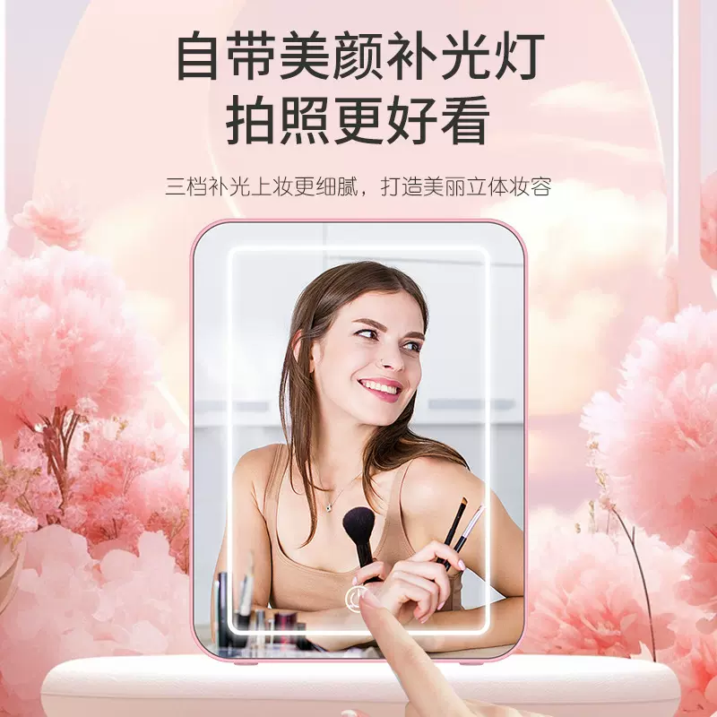 跨境车家两用美妆镜面迷你车载冰箱制冷护肤品饮料便携式车载冰箱