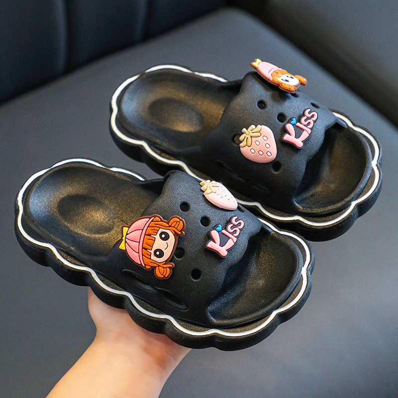 Zapatillas de padres e hijos de dibujos animados de verano para niñas nuevas zapatillas antideslizantes de Interior de fondo suave para niños en casa