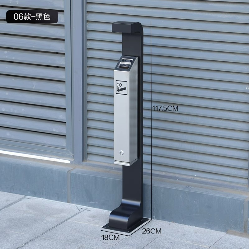 Cenicero vertical al aire libre piso fijo de acero inoxidable Cenicero columna de soporte de cigarrillos titular de cigarrillos colector