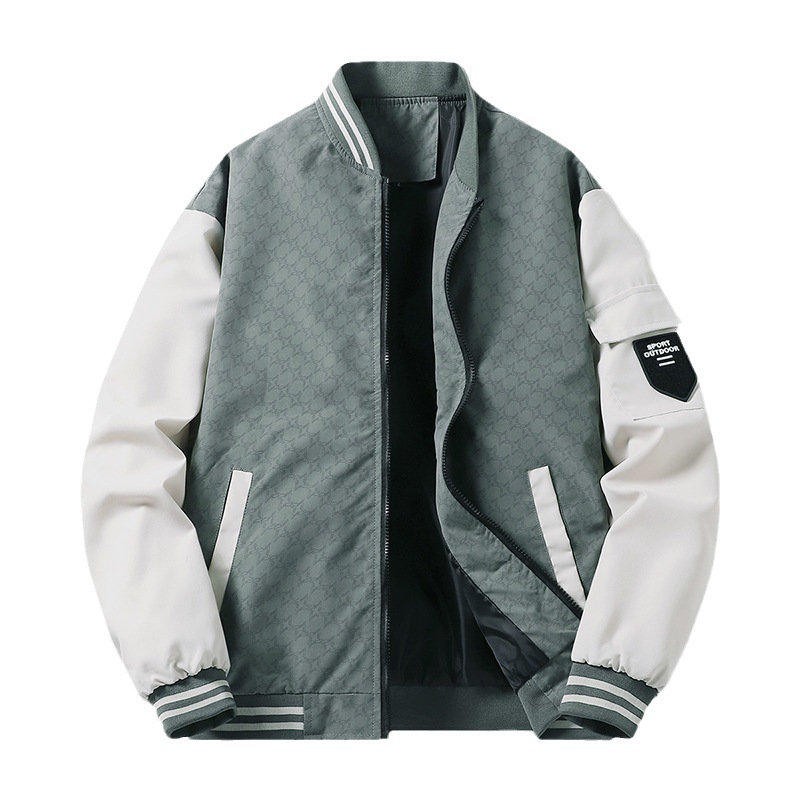 Chaqueta hombres ropa transfronteriza de primavera y otoño moda simple casual cuello alto joven costura chaqueta chaqueta moda ropa de hombre al por mayor