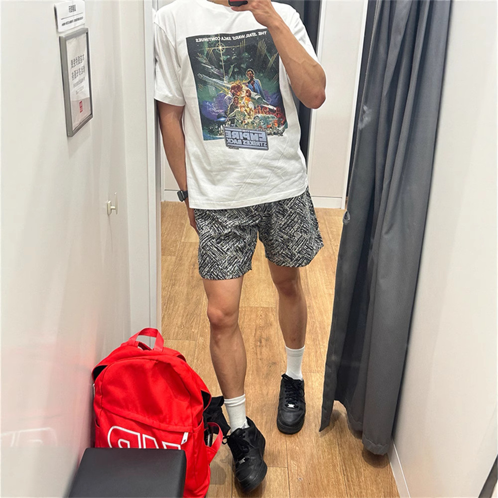 Men's Mid-Length Basketball Sports Shorts Chinese Style Printed Heavy Duty Drape Casual Wide Leg Beach Five Point_viptrois.com