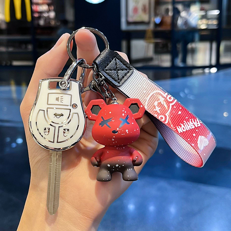 닛산 I-스트레이트 4 키 [싱글 쉘 화이트] + 레드 난폭한 곰 펜던트