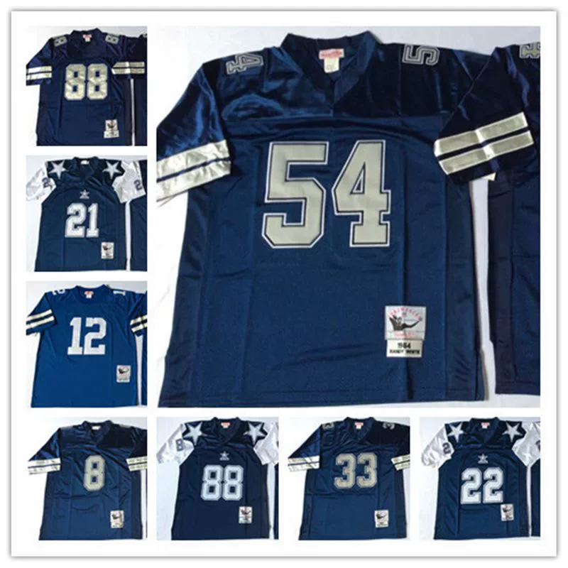 (Даллас Ковбойс) Футбольные майки Зала славы 21 #   22 #   MN ретро вышитый легендарный тренд джерси