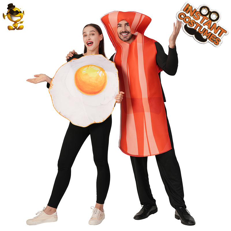Halloween pareja de adultos huevos fritos tocino ropa de fiesta divertida comida ropa de juego de rol