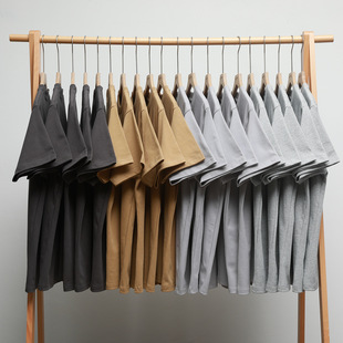 Men's Short Sleeve T-Shirt 400g Heavy Cotton Solid Color Summer Cotton Men's T-Shirt Neutral Small Neck Clothes