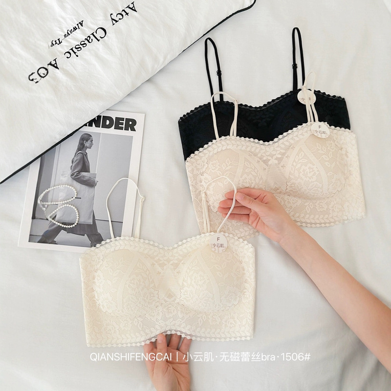 2025 春夏 1506 Xiaoxiangfeng チューブトップレース美しいバック下着女性の小さな胸プッシュアップ通気性と快適なバックレスブラジャー|undefined