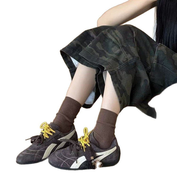 阿蔓诺~松果鞋女鞋秋季2025新款复古赛车鞋红色德训鞋运动阿甘鞋|undefined