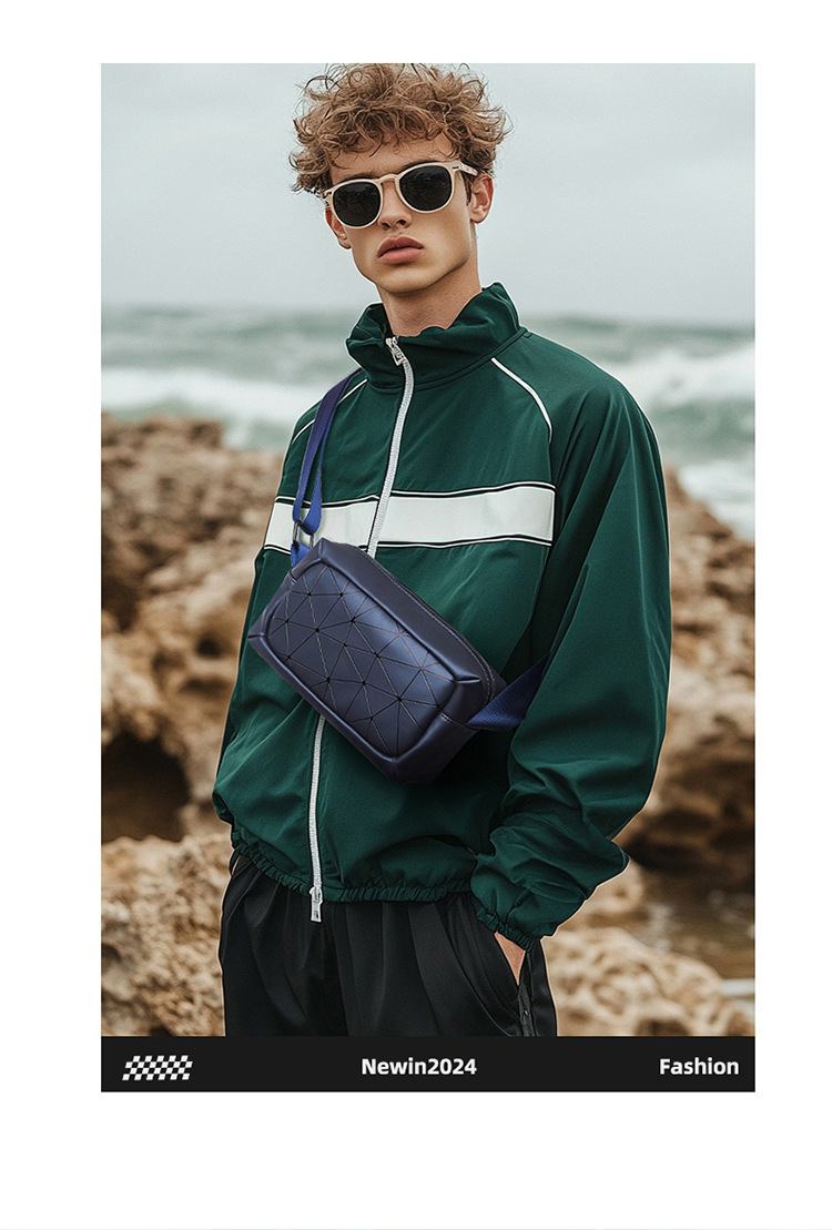 436g Weight Polyester Lining Material Sewing Thread Fashion Element Zipper Closure Type Men's Solid Color Oxford Cloth Sewing Thread Zipper Crossbody Bag