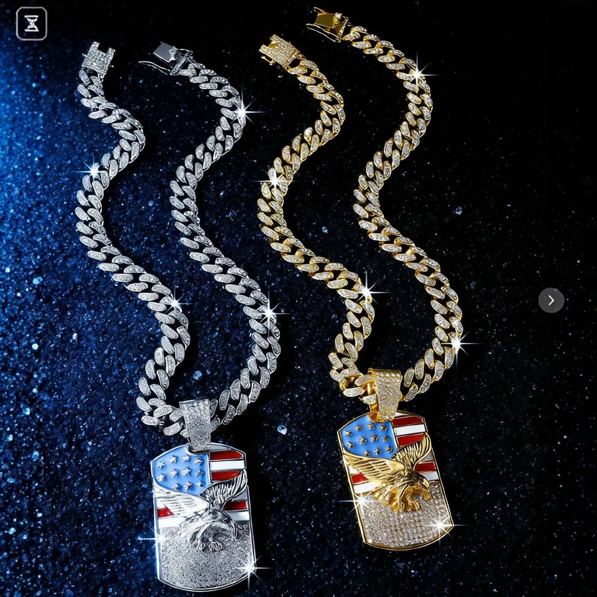 Europa y Estados Unidos Hip-hop Hip-hop Joyas de aleación con diamantes Bandera Colgante Águila Hombres Cadena Cuba