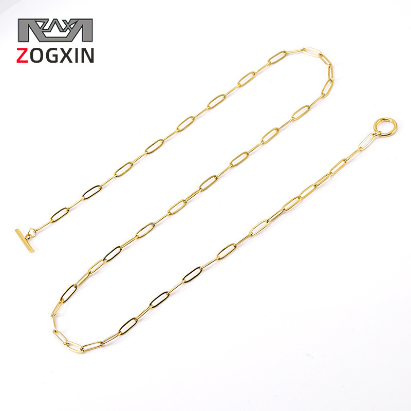 Fashion Versatile Stainless Steel OT Buckle Paperclip Finished Necklace Clavicle Jewelry Accessories Chain_voghion.com